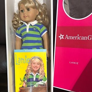 American Girl Lanie Doll in Blue and Green Stripes